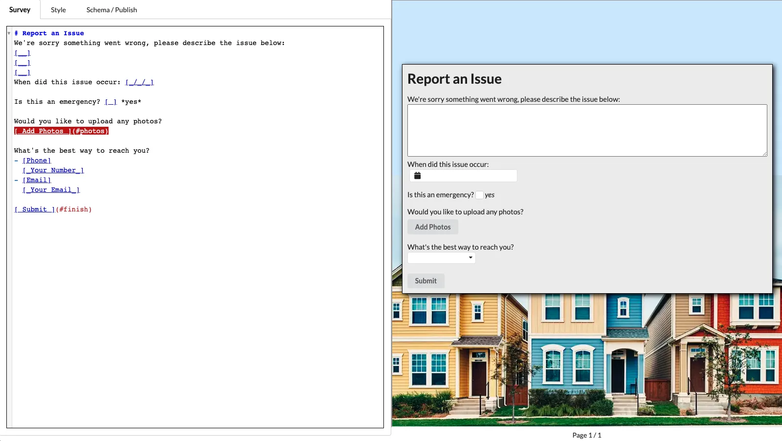 Report an Issue Example